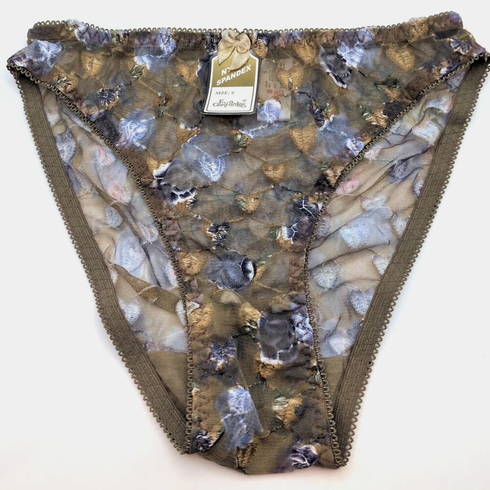 VTG NWT 90s Sheer High Rise Lace Green Panties Underwear Small Eva Cervantes